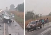 Colisão de carro e caminhonete em meio à chuva mata dois na rodovia BR-163