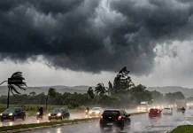 Frente fria muda o tempo em MS com chuva forte e rajadas de até 80 km/h no fim de semana